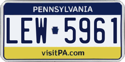 PA license plate LEW5961