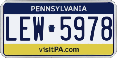 PA license plate LEW5978