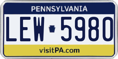 PA license plate LEW5980