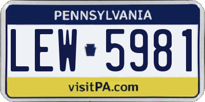 PA license plate LEW5981