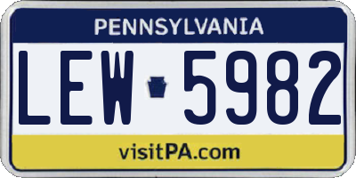 PA license plate LEW5982