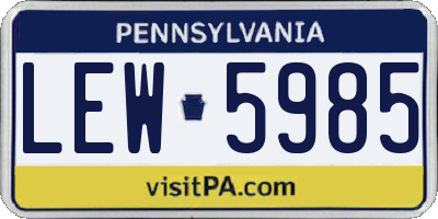 PA license plate LEW5985