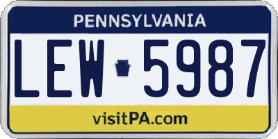 PA license plate LEW5987