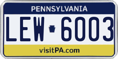 PA license plate LEW6003