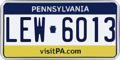 PA license plate LEW6013