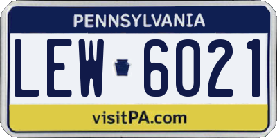 PA license plate LEW6021