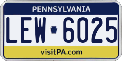 PA license plate LEW6025