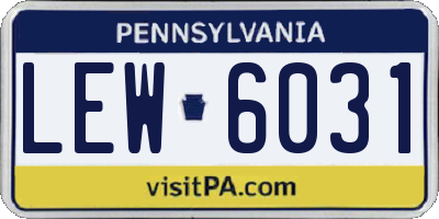 PA license plate LEW6031