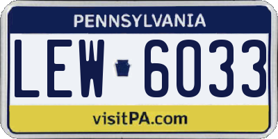 PA license plate LEW6033