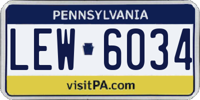 PA license plate LEW6034
