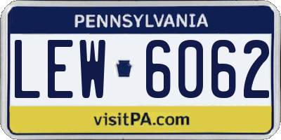 PA license plate LEW6062