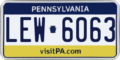 PA license plate LEW6063