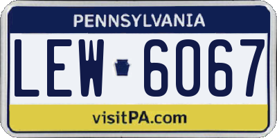 PA license plate LEW6067