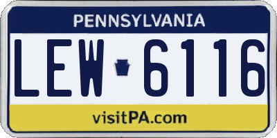 PA license plate LEW6116
