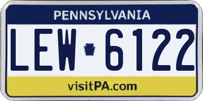 PA license plate LEW6122