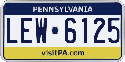 PA license plate LEW6125