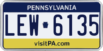 PA license plate LEW6135