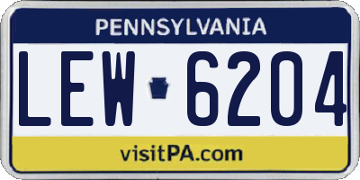 PA license plate LEW6204