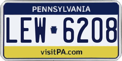 PA license plate LEW6208