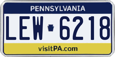 PA license plate LEW6218