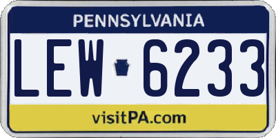 PA license plate LEW6233
