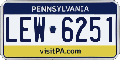 PA license plate LEW6251