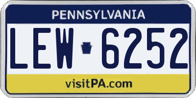 PA license plate LEW6252