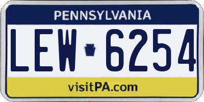 PA license plate LEW6254