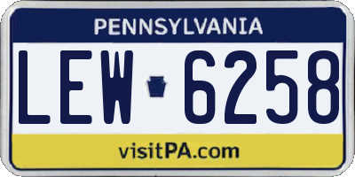 PA license plate LEW6258