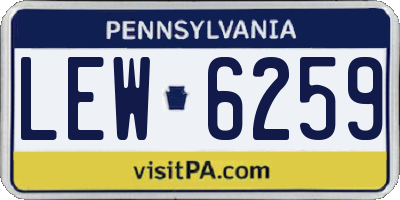 PA license plate LEW6259