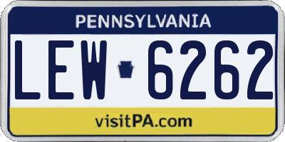 PA license plate LEW6262