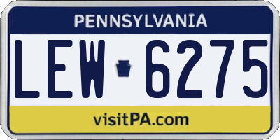 PA license plate LEW6275