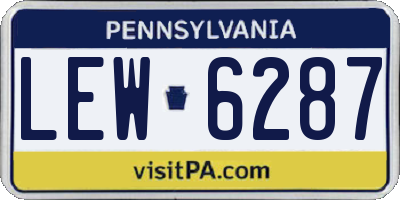 PA license plate LEW6287