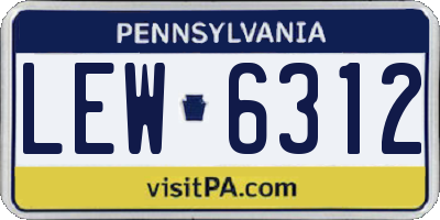 PA license plate LEW6312