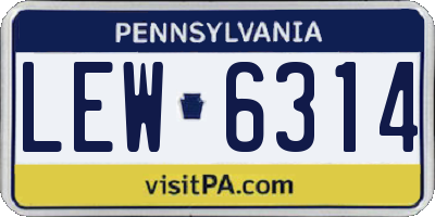 PA license plate LEW6314