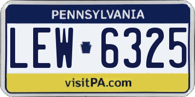 PA license plate LEW6325