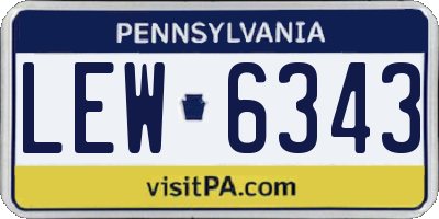 PA license plate LEW6343