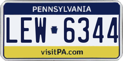 PA license plate LEW6344
