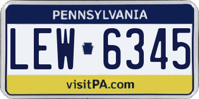 PA license plate LEW6345