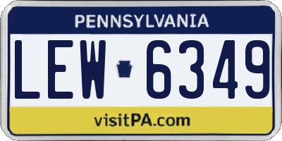 PA license plate LEW6349