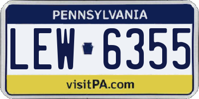 PA license plate LEW6355