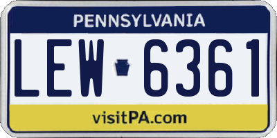 PA license plate LEW6361