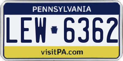 PA license plate LEW6362