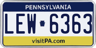 PA license plate LEW6363