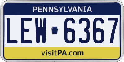 PA license plate LEW6367