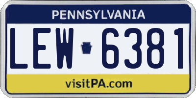 PA license plate LEW6381