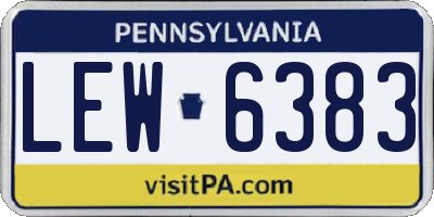 PA license plate LEW6383