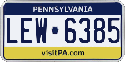 PA license plate LEW6385