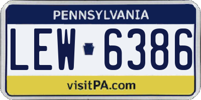 PA license plate LEW6386
