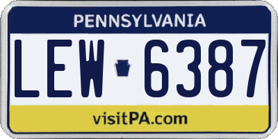 PA license plate LEW6387